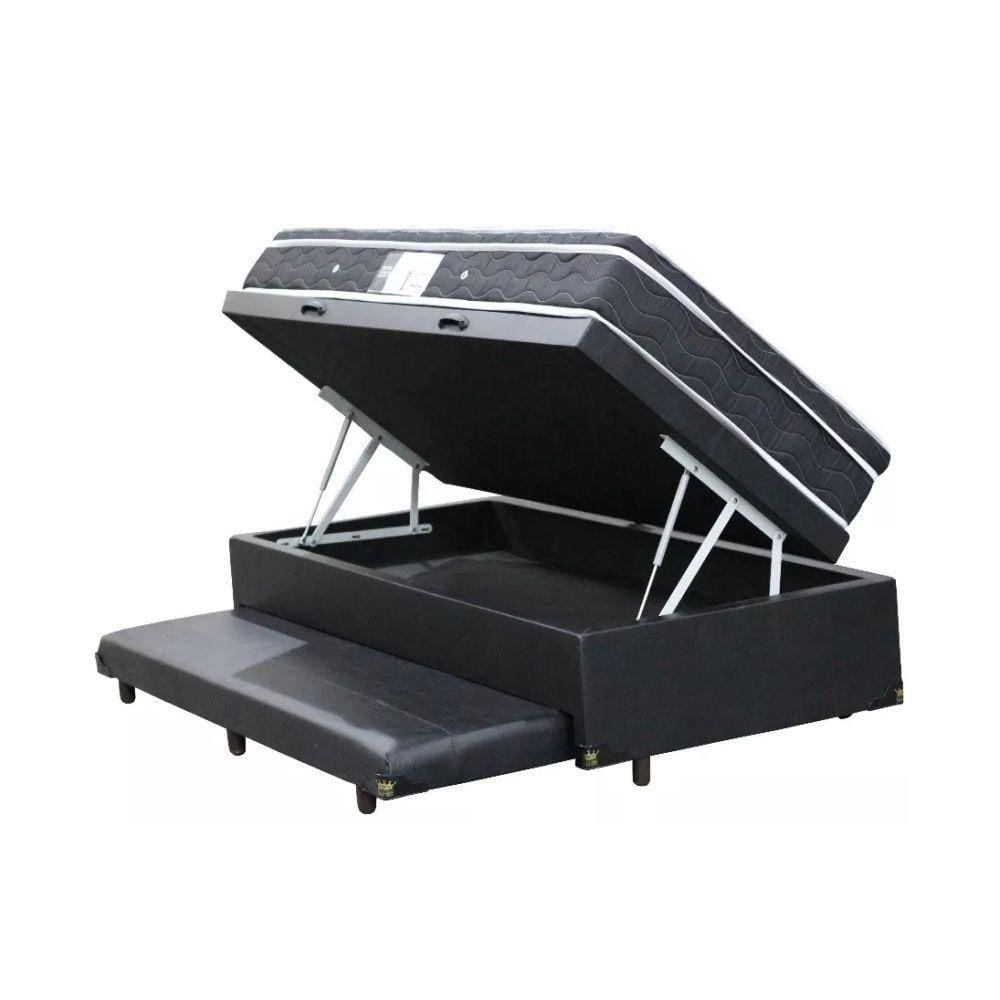 Cama Box Com Baú e Auxiliar Solteiro + Colchão De Molas - Ortobom - Physical Nanolastic 88cm