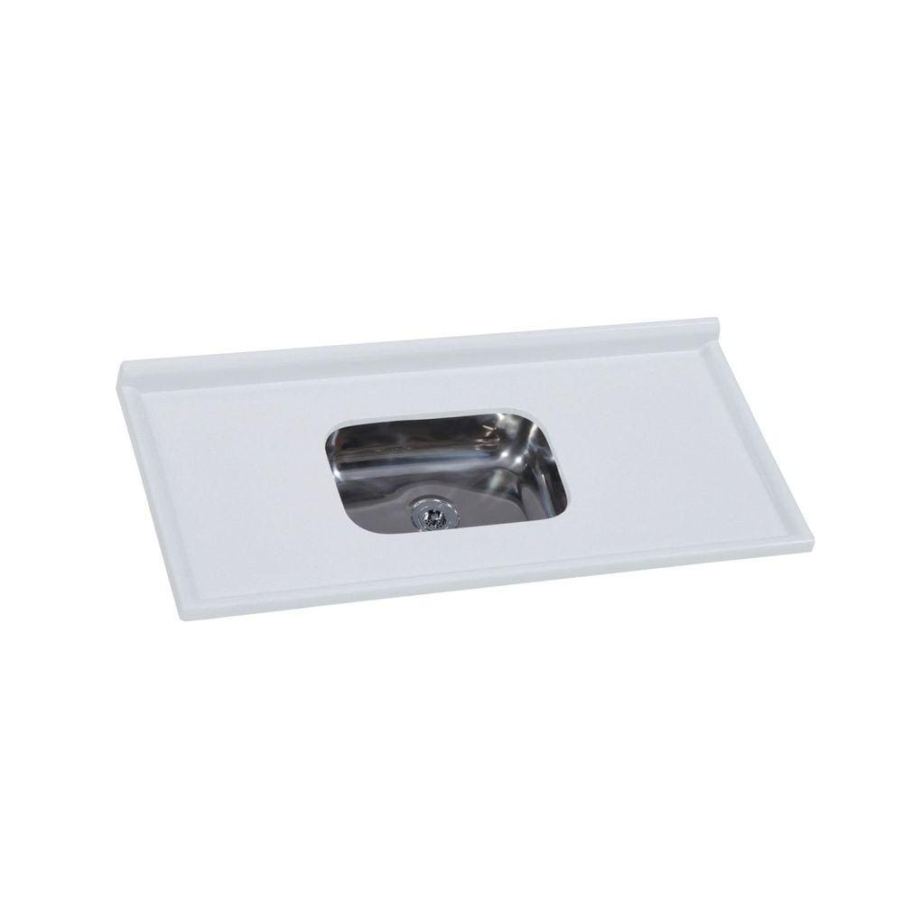 Pia de Cozinha em Mármore Sintético com Cuba em Aço Inox 120cmx55cm AJ Rorato Gelo