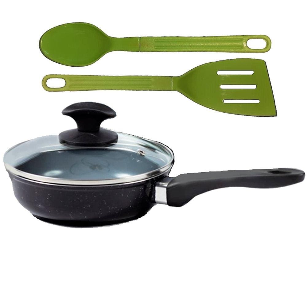 Frigideira Preto Liso Antiaderente Cerâmica Talher 04 CB24cm