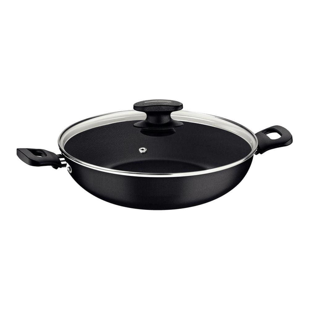 Panela Wok Tramontina Antiaderente com Tampa 28 Cm Grafite
