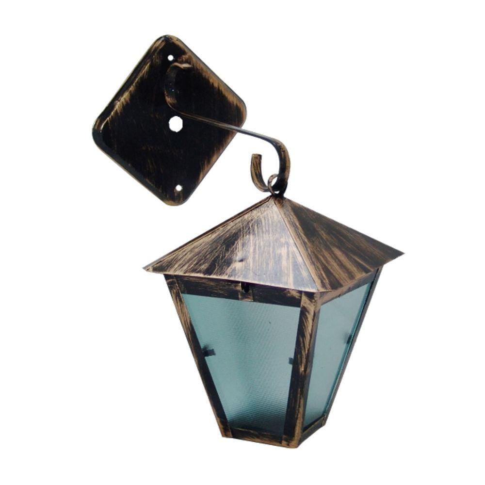 Luminária de Parede Colonial Alumínio Fundido Ouro 19x6cm