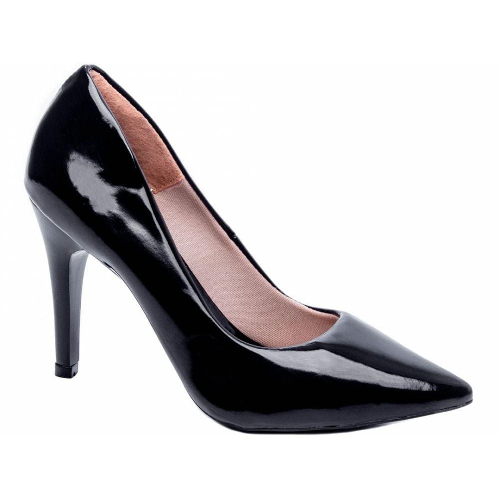 Scarpin Preto Verniz Clássico Salto Bico Fino Perfeito