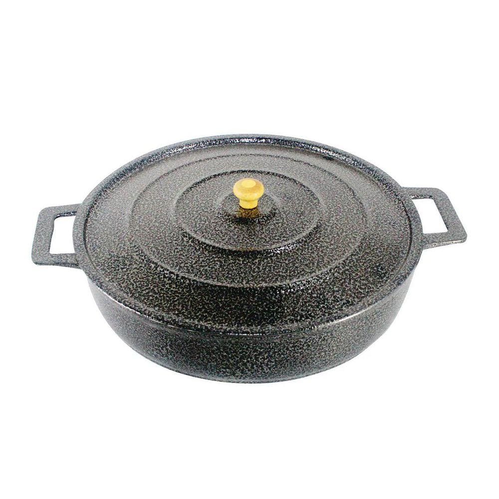 Frigideira Panela Alça de Alumínio Fundido Craqueada Preta 45cm