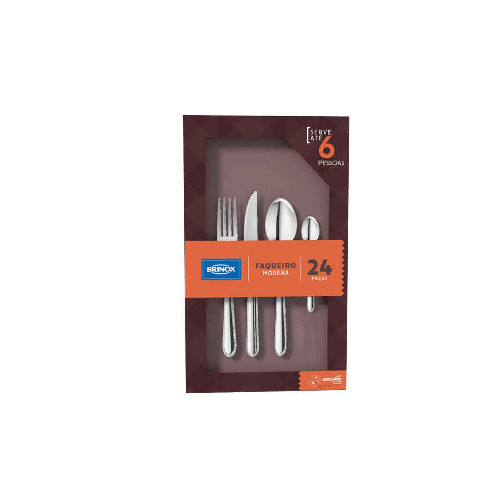 Faqueiro Brinox Módena 24 Peças Aço Inox