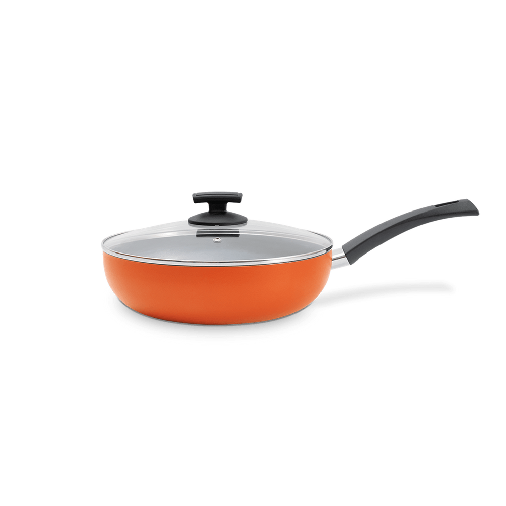 Wok Com Tampa Brinox MasterChef Em Alumínio Com Revestimento Antiaderente 3,55 Litros Laranja