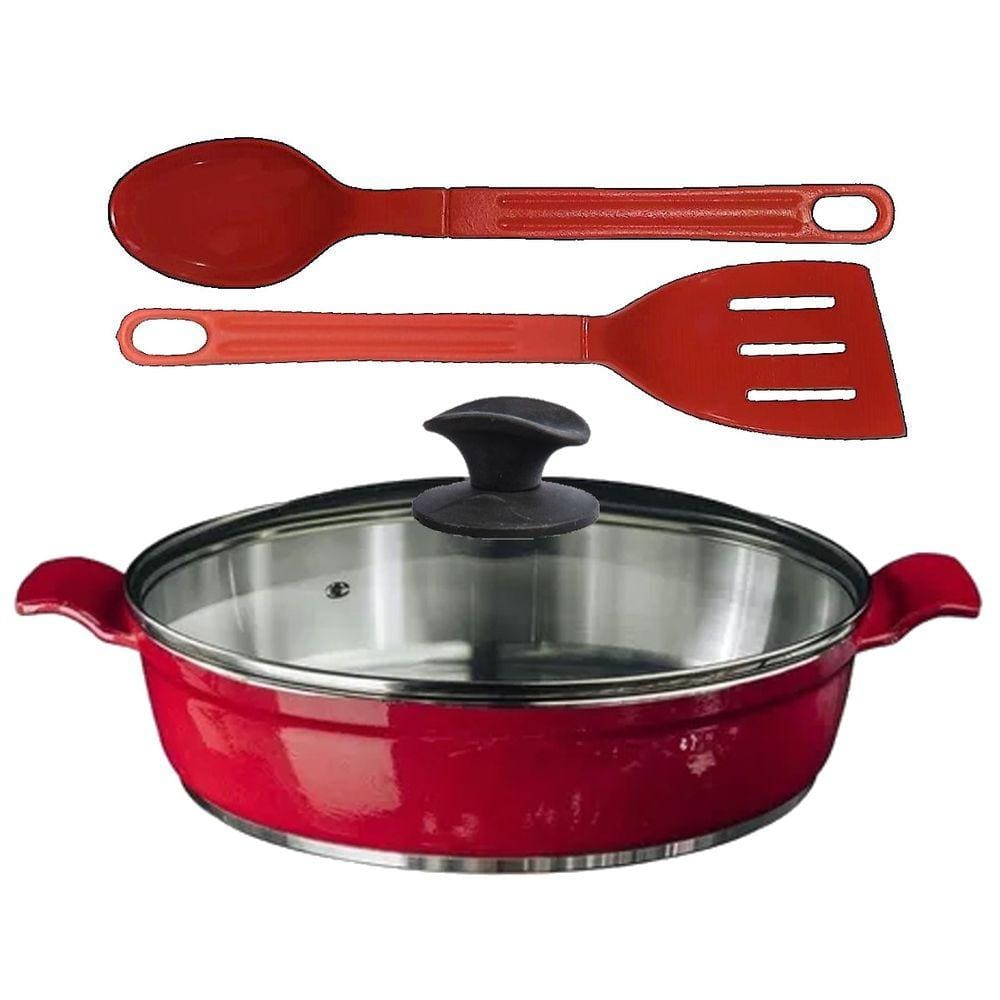 Frigideira Vermelho Alumínio Fundido Usinado Talher03 AA30cm