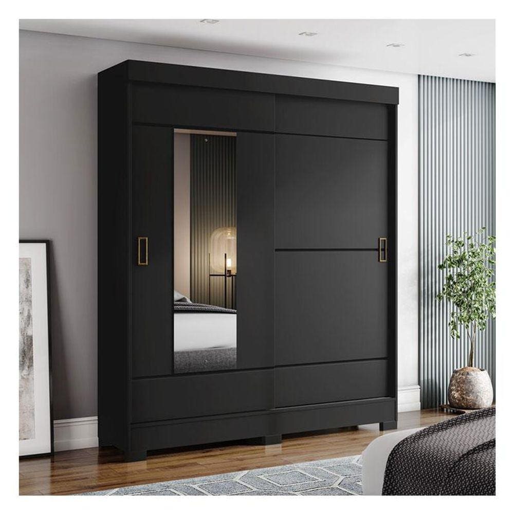 Guarda Roupa Solteiro Ambiente B66 Preto HP - Briz Móveis