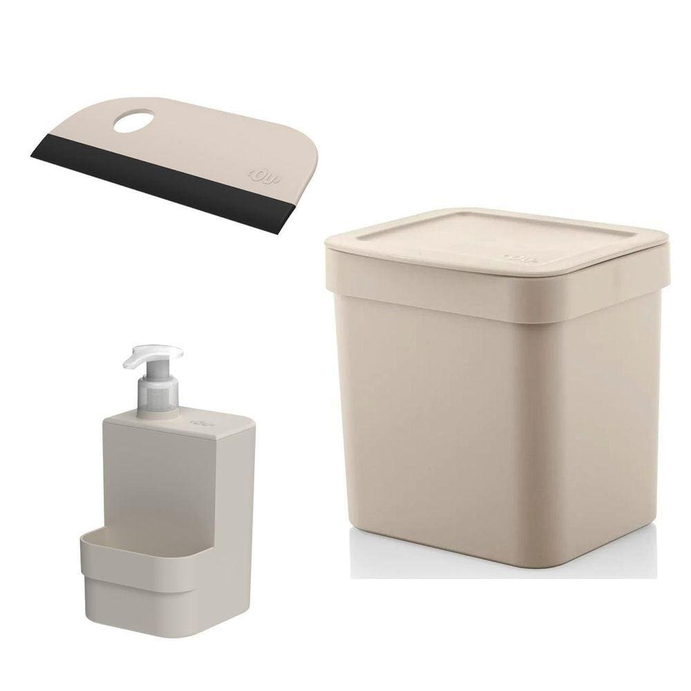 Kit Lixeira, Rodinho De Pia Rodo E Porta Detergente Cozinha