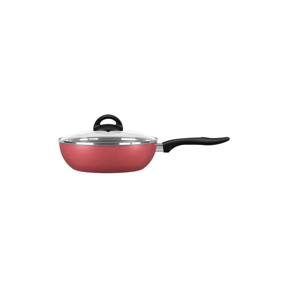 Wok Com Tampa Brinox Chilli Antiaderente 2,3 Litros Ø 24 x 7 cm Cereja
