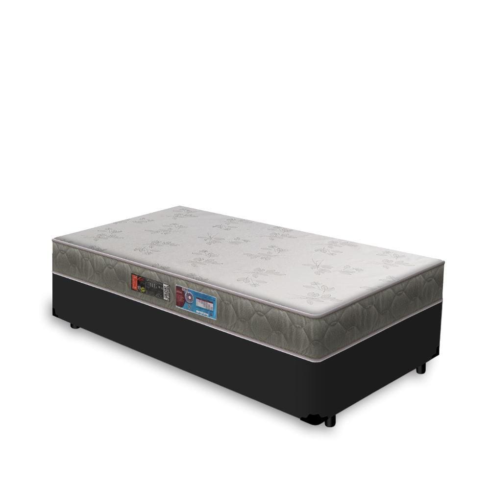 Cama Box Solteiro Preto + Colchão de Espuma D33 - Castor - Sleep Max 78x188x43cm