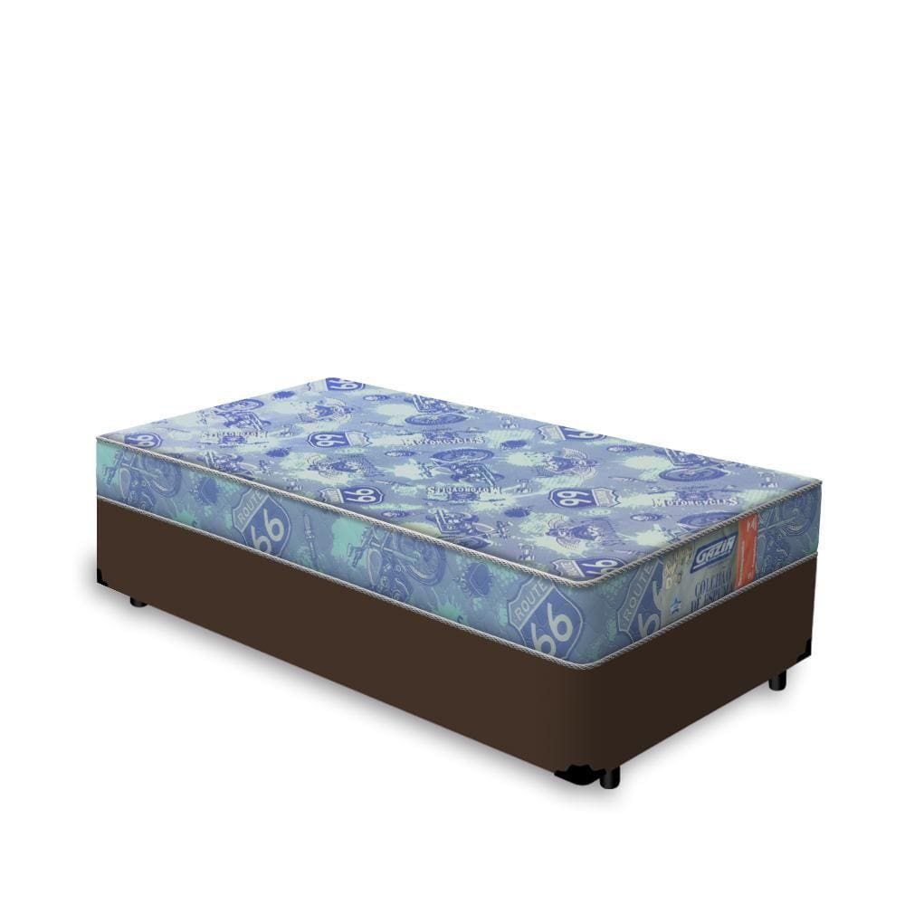 Cama Box Solteiro Marrom + Colchão de Espuma D20 - Gazin - Supreme 78x188x37cm