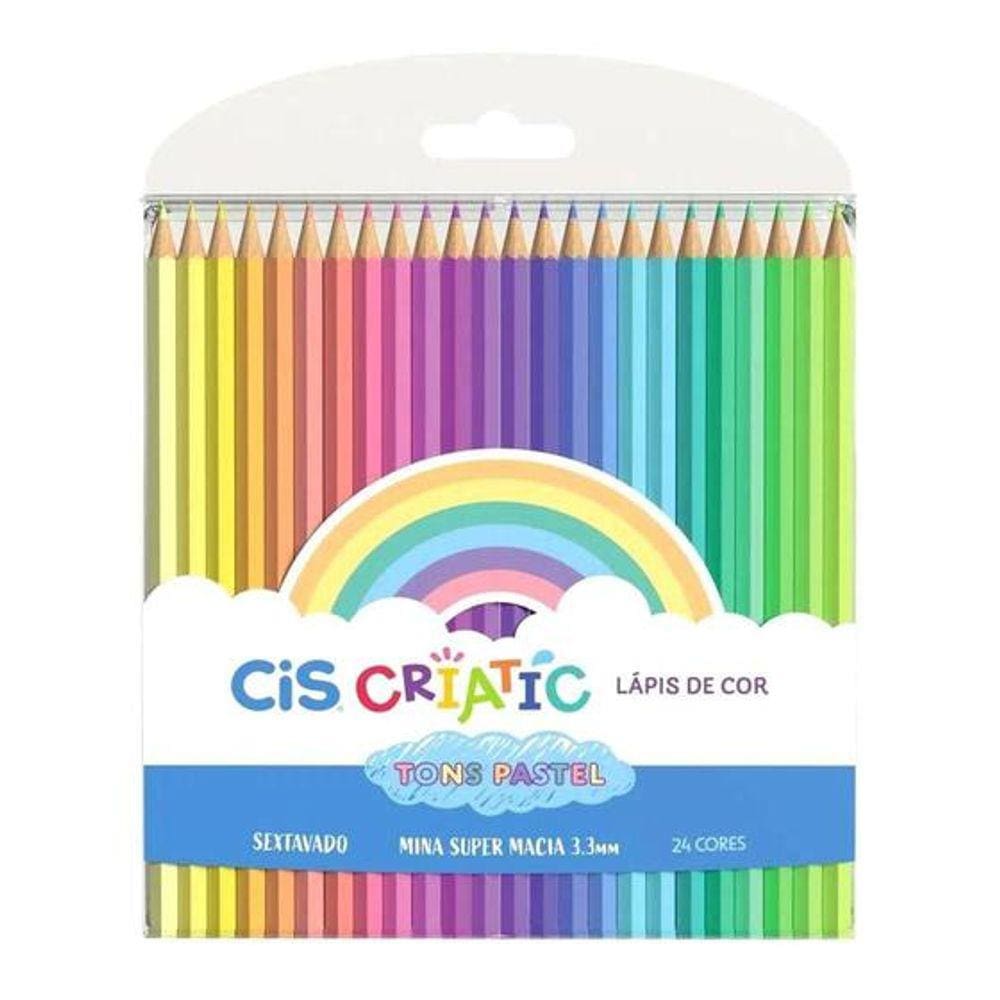 Lápis de Cor Criatic - Tons Pastel - 24 cores da Cis Ref 60.0201