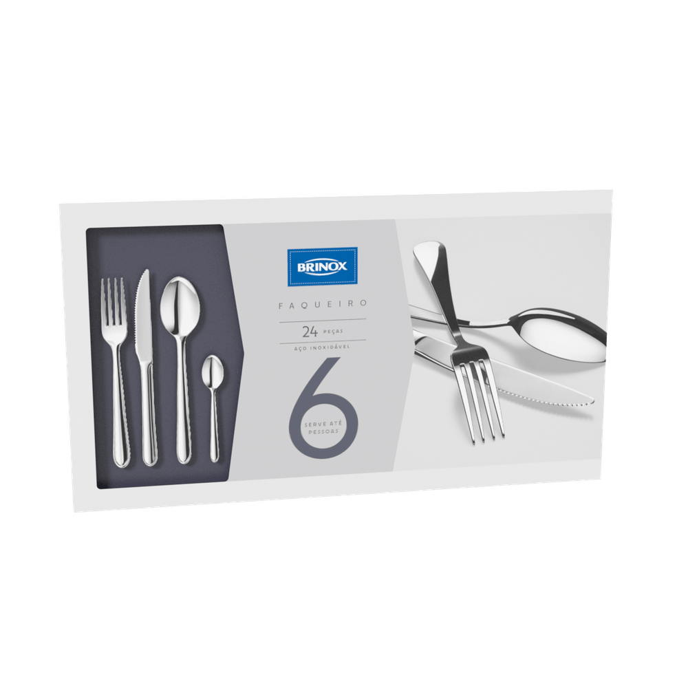 Faqueiro 24 Peças Brinox Bellagio Aço Inox