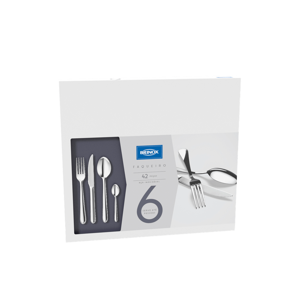 Faqueiro 42 Peças Brinox Bellagio Aço Inox