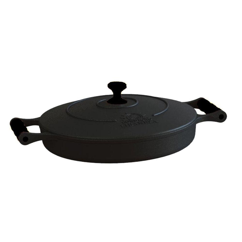 Frigideira com alças de silicone Preto Tampa de Ferro 28 Cm