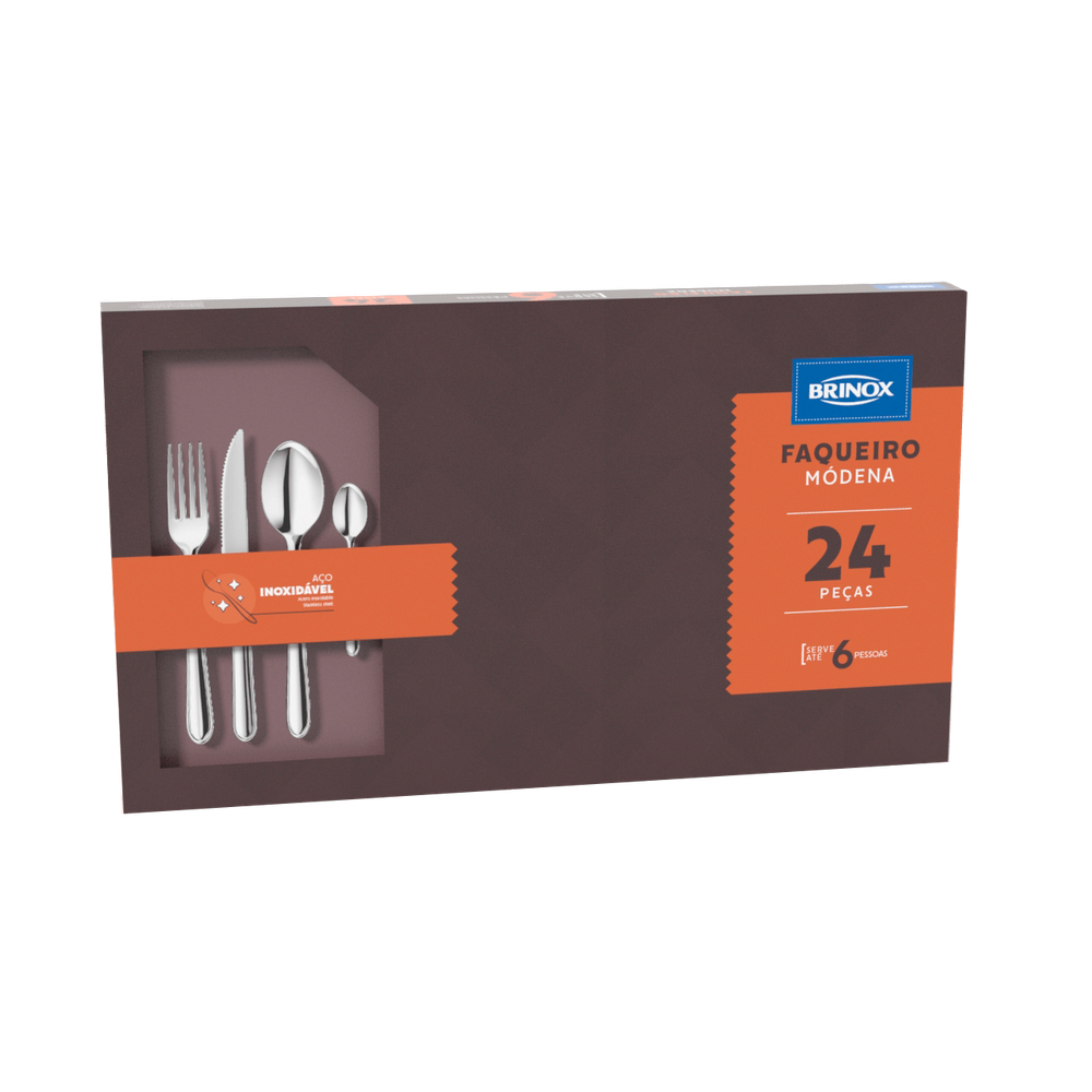Faqueiro Brinox Módena 24 Peças Aço Inox