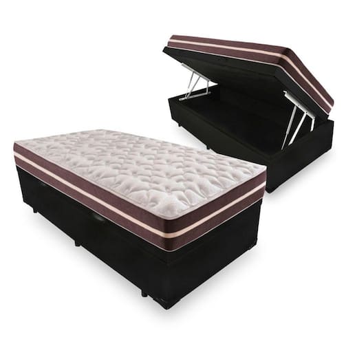 imagem-Cama Box Baú Solteiro + Colchão de Molas - Anjos - Classic Superlastic 88x188x64cm - Preto 