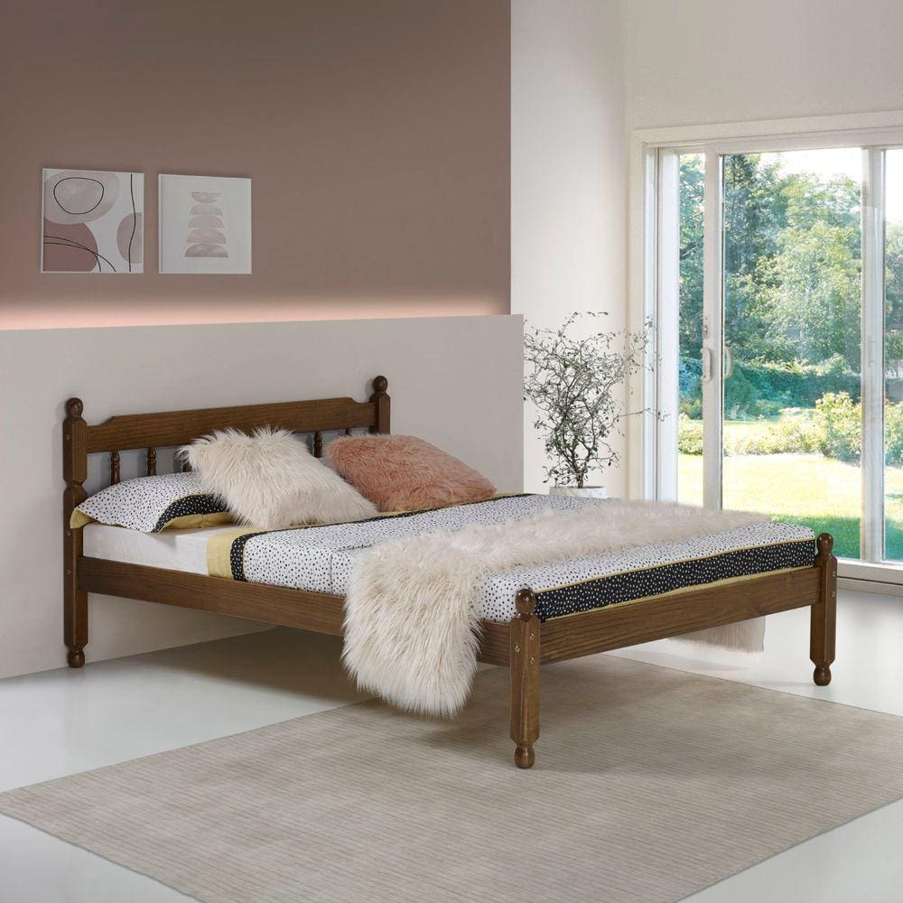 Cama Casal em Madeira Maciça Mv Outlet