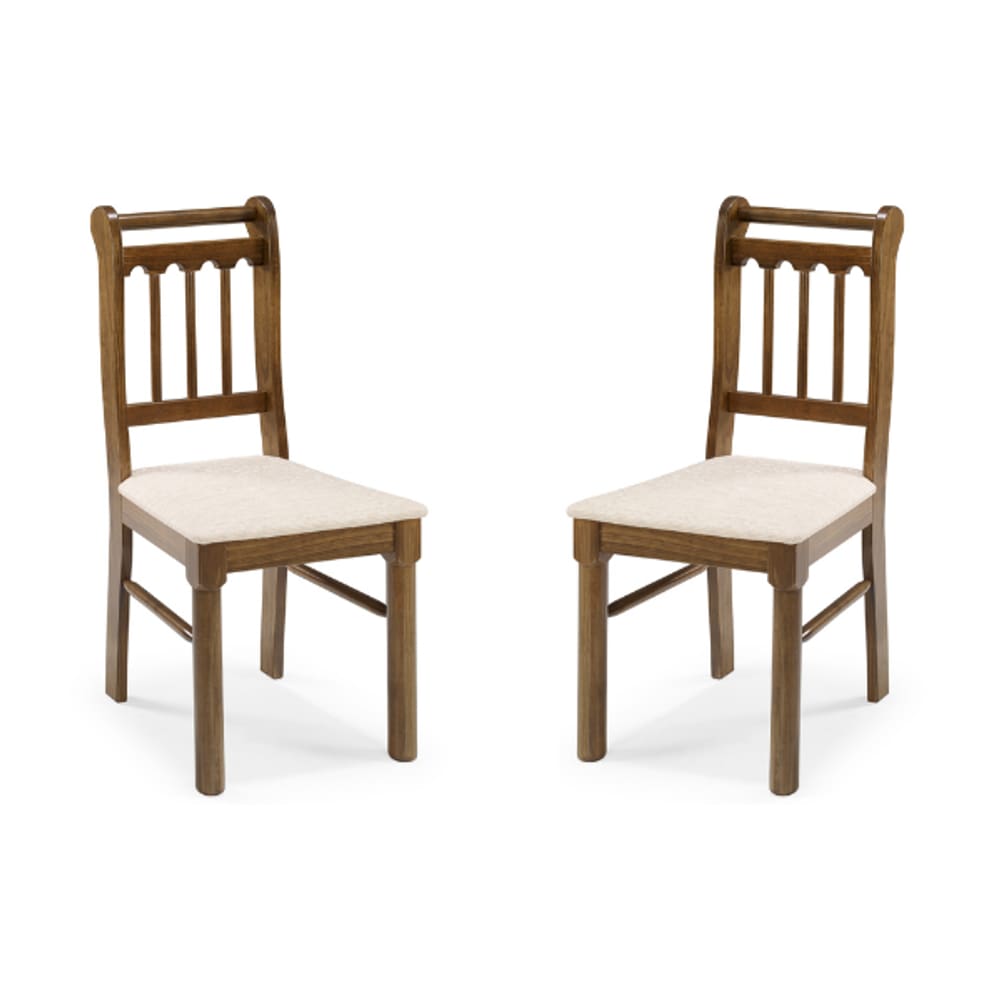 Conjunto Com 2 Cadeiras em Madeira Maciça Mv Outlet