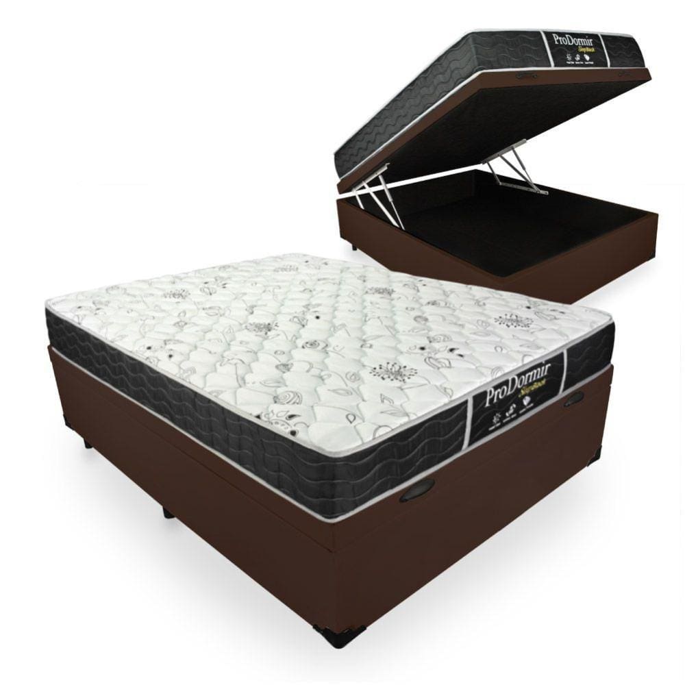 Cama Box Com Baú Viúva + Colchão De Molas - Probel - Prodormir Sleep Black 128x188x64cm