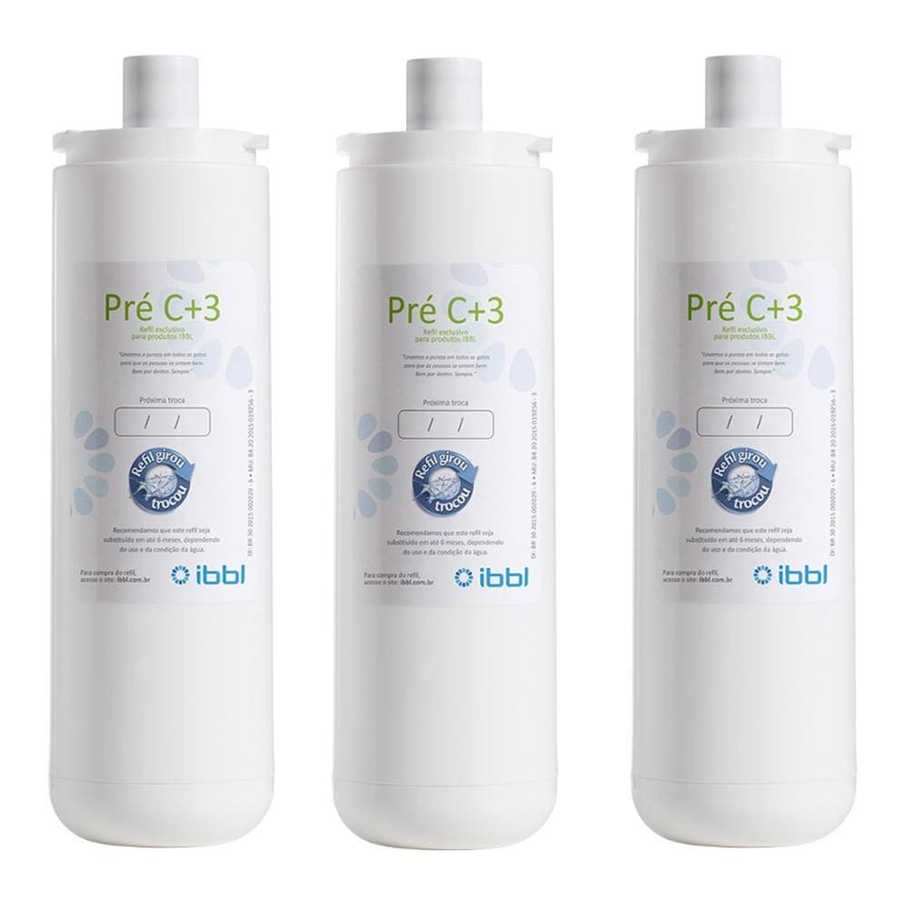 Kit com 3 Refil Filtro IBBL Pré C+3 para Purificador de água PFN2000, PFQ2000 e BDF