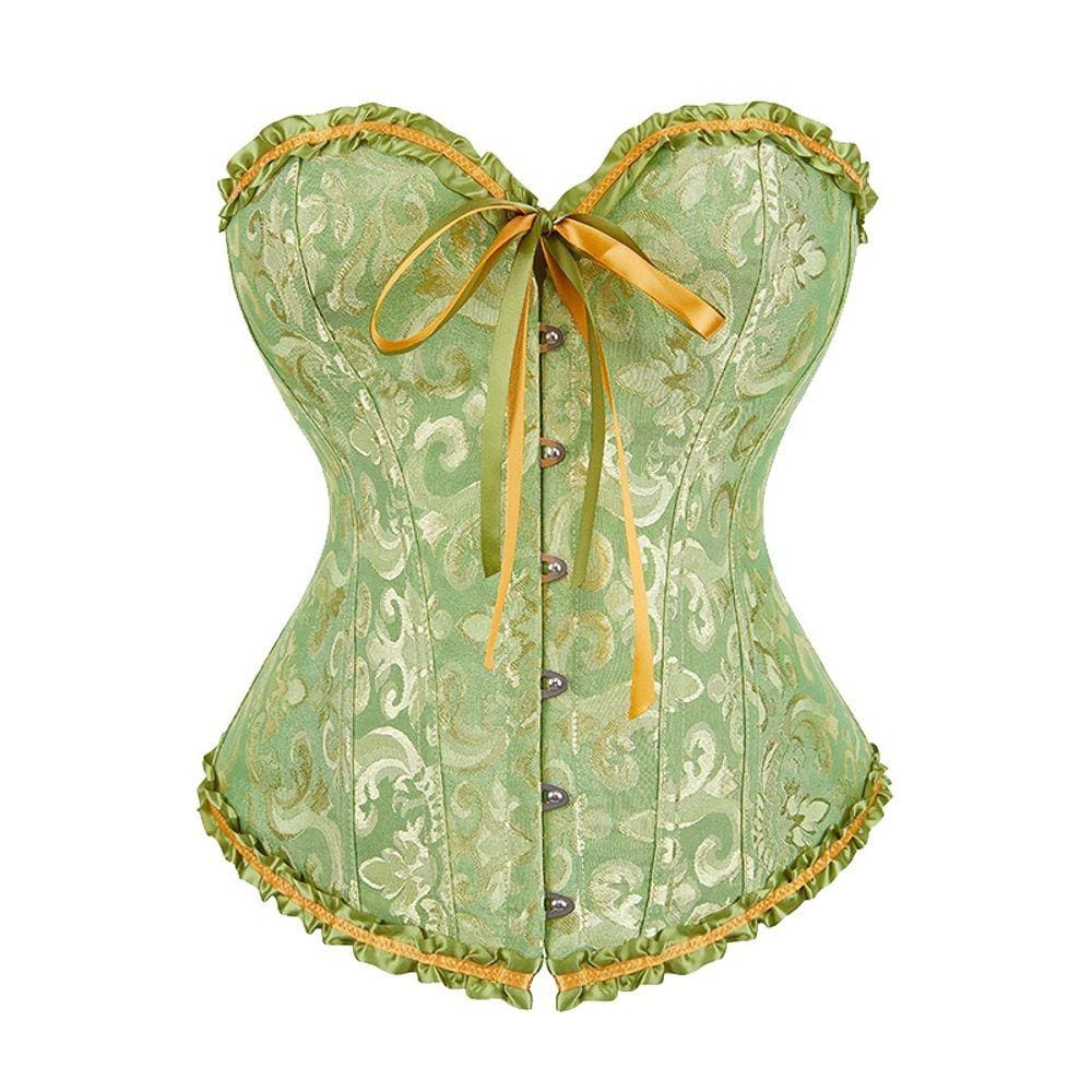 Corset Corpete Corselet Reduz e Modela Cintura Linha Casual Floral Verde Esmeralda M163