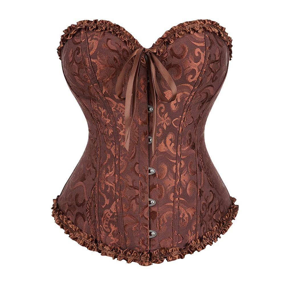 Corset Corpete Corselet Reduz e Modela Cintura Linha Casual Floral Marrom M641