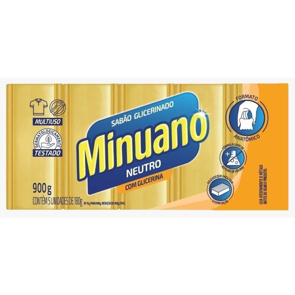 Sabão em Barra Minuano Glicerinado 180g - 20 Pacotes com 5 Unidades