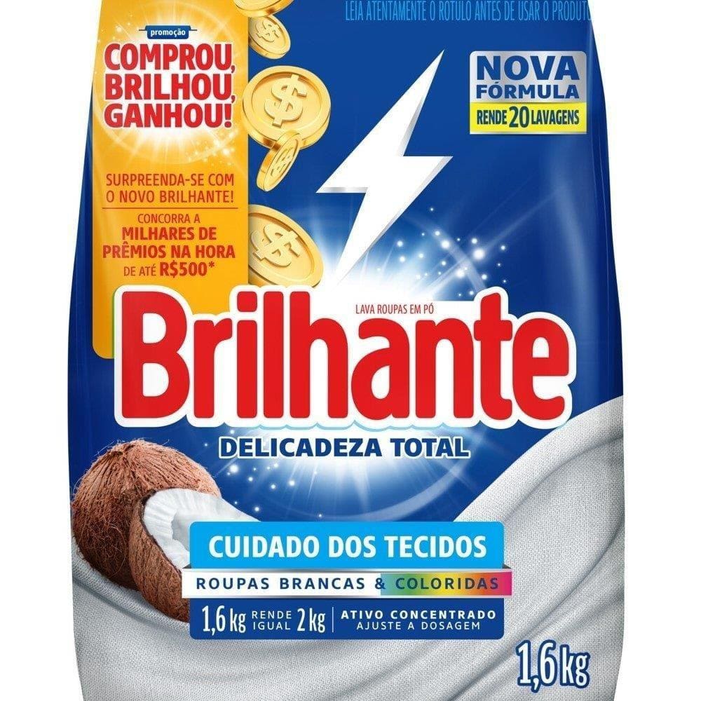 Sabão em Pó Brilhante Delicadeza Total 1,6kg - Embalagem com 7 Unidades