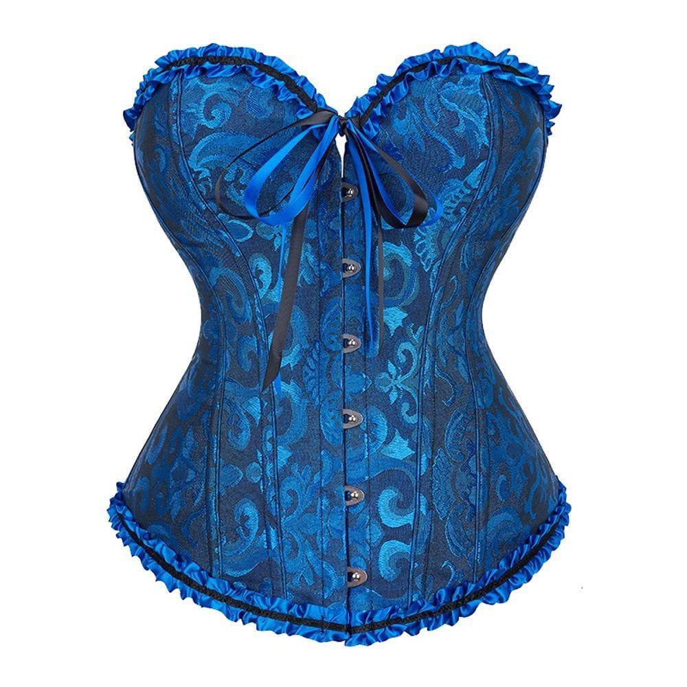 Corset Corpete Corselet Reduz e Modela Cintura Linha Casual Floral Azul Escuro M585