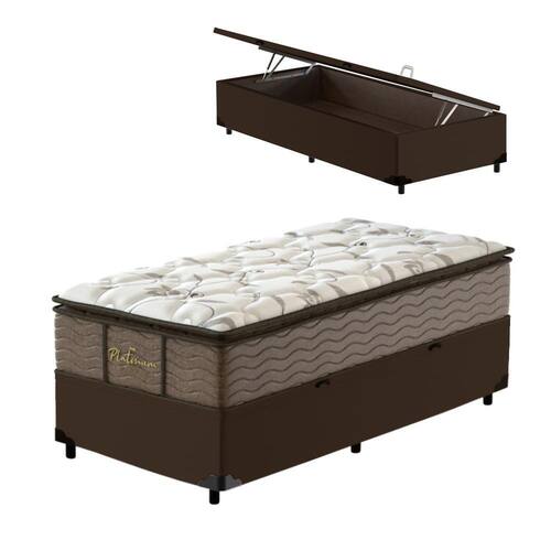 Box Baú Solteiro King Marrom + Colchão de Molas Prolastic Probel Guarda-Costas Platinum 96x203x76cm Menor preço em Box Baú Solteiro King Marrom + Colchão de Molas Prolastic Probel Guarda-Costas Platinum 96x203x76cm