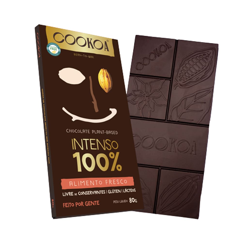 Kit 6X: Chocolate Intenso 100% Cacau Vegano Cookoa 80g