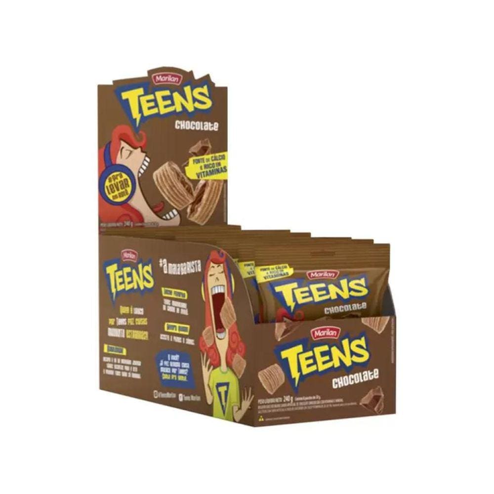 Biscoito Recheado Teens Chocolate 30g C/8 Unidades