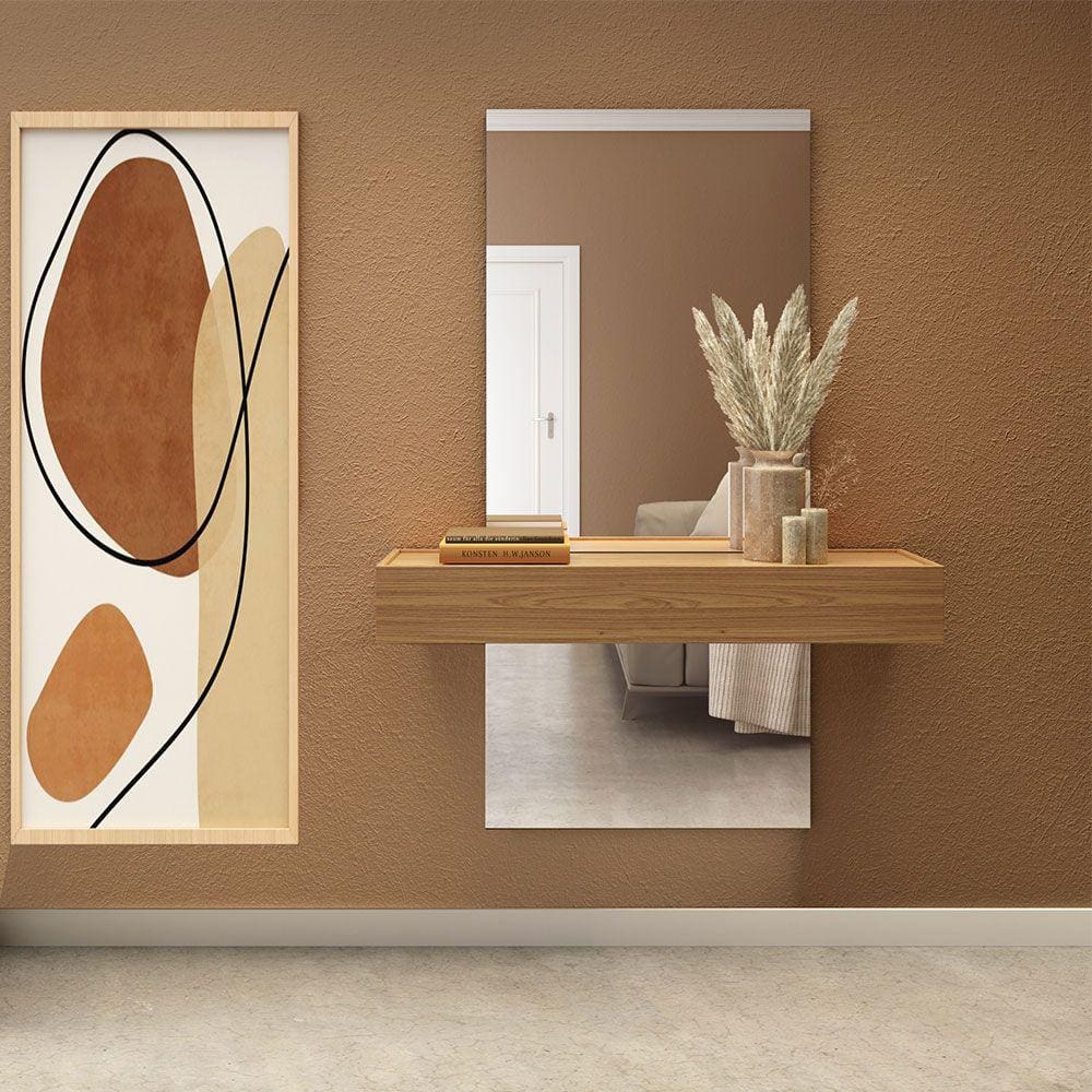 Aparador 110cm com 01 Gaveta e Espelho 100% MDF TB485E JW Freijó/Off White Dalla Costa