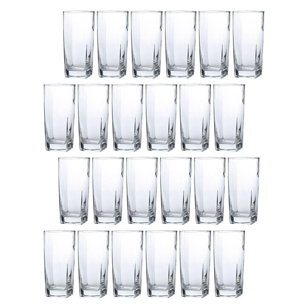 Conjunto Com 24 Copos Vidro Bali Quadrado 320ml Transparente