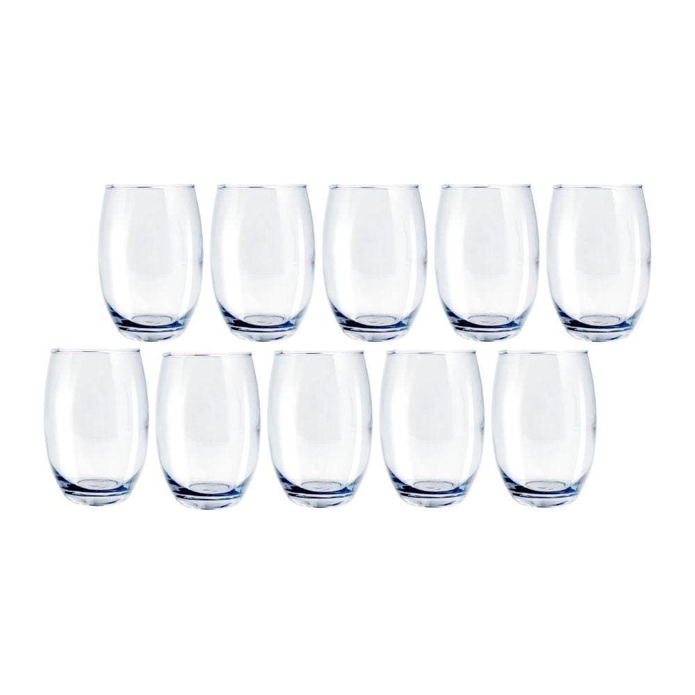 Conjunto 10 Copos Vidro Bellagio 450ml Grande Transparente