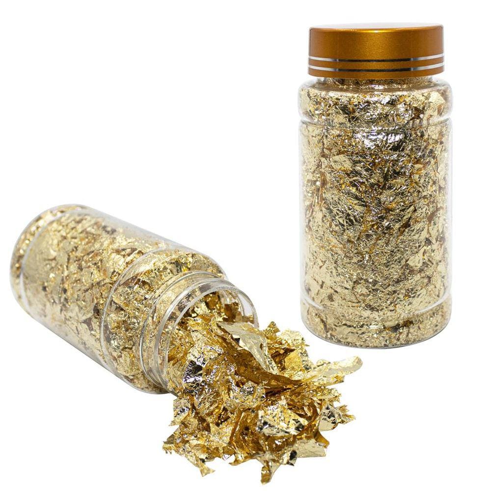 Folhas de Ouro Dourado Decoração Alongamento de Unhas de Gel Encapsular