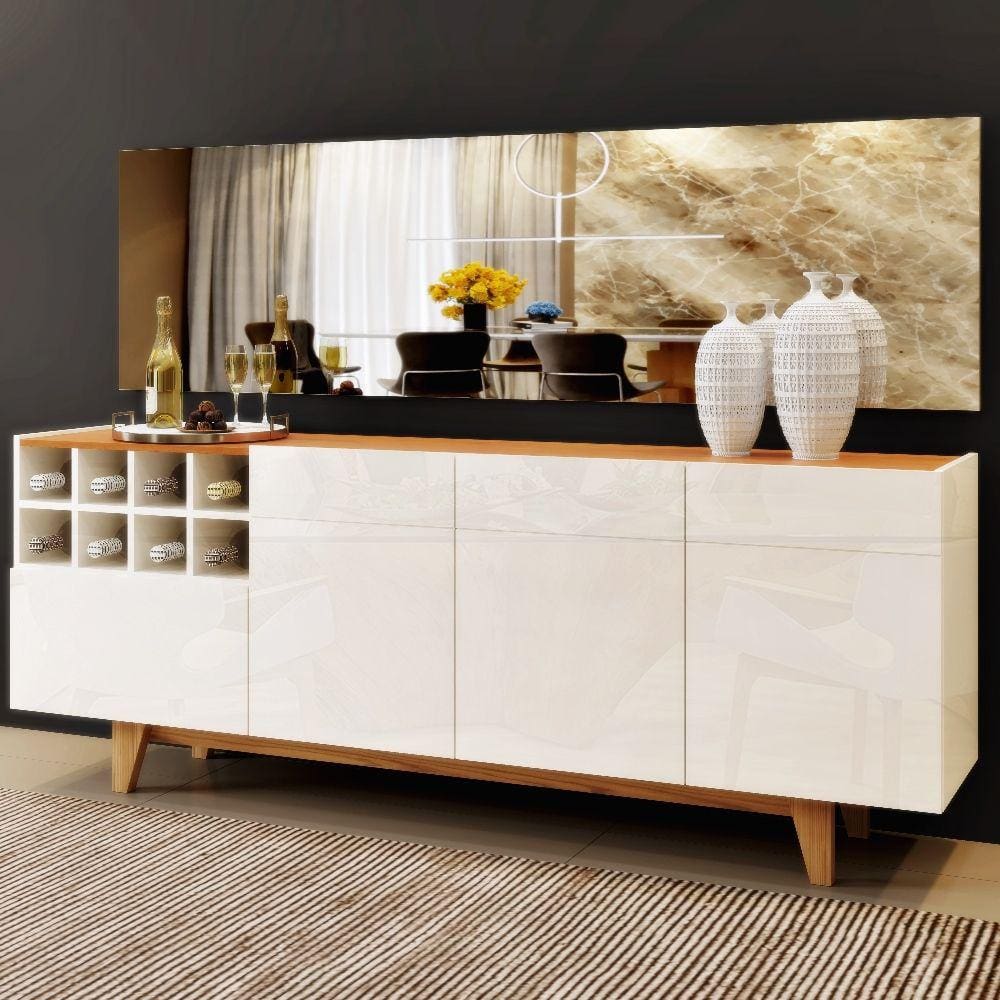 Balcão Buffet Duna Mavaular - Off White / Naturalle