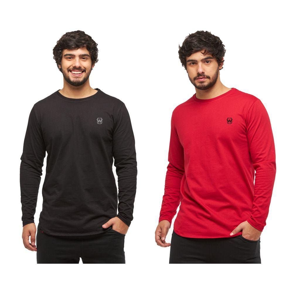 Kit Com 02 Camisetas Longline Masculina Wooks Oversized Manga Comprida Wc2