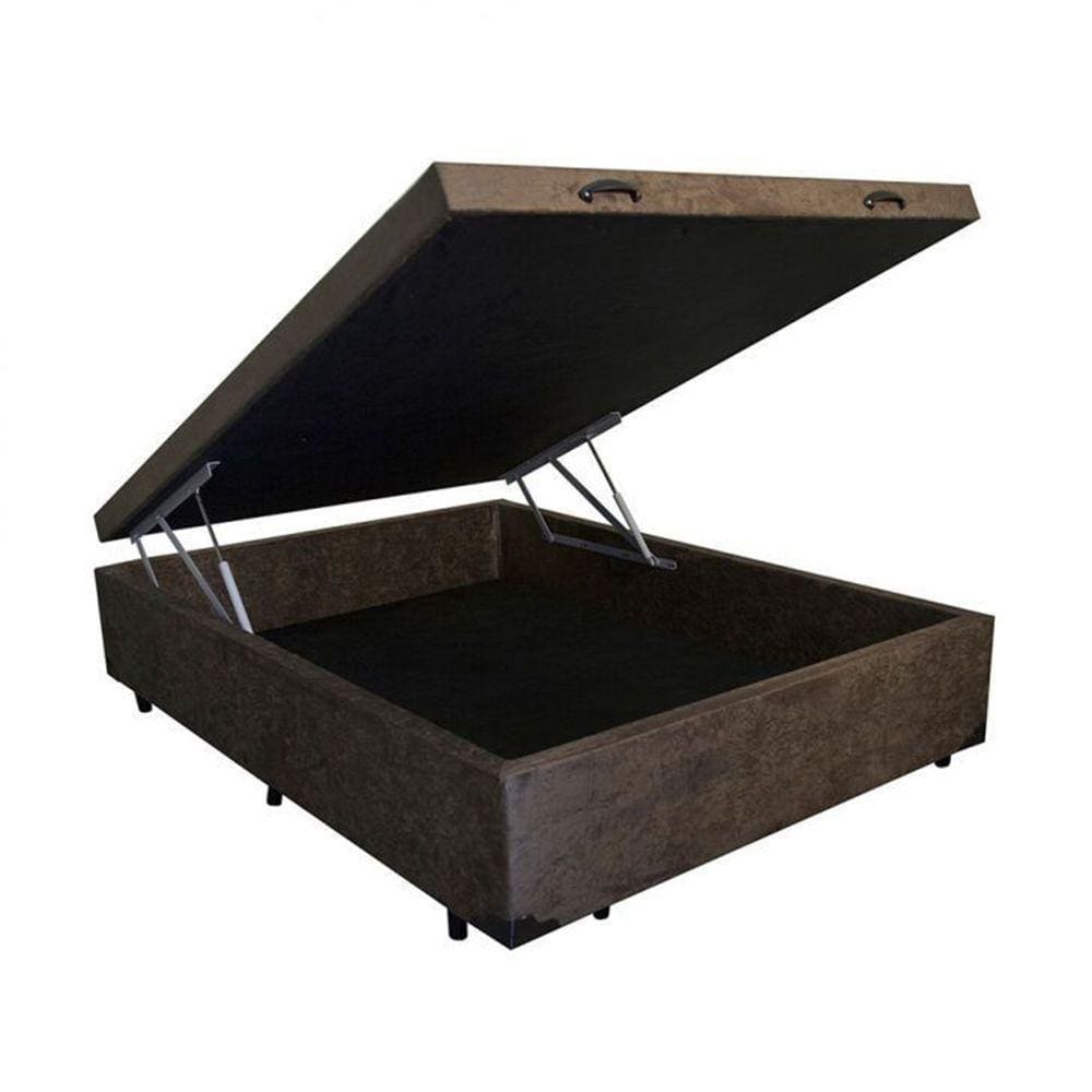 Cama Box Baú Casal Suede Marrom 138X188
