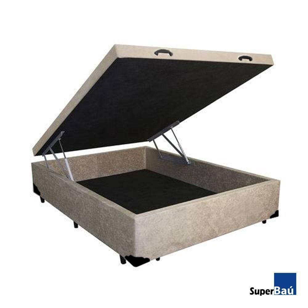 Cama Box Baú Casal Suede Bege 138X188X45 Cm