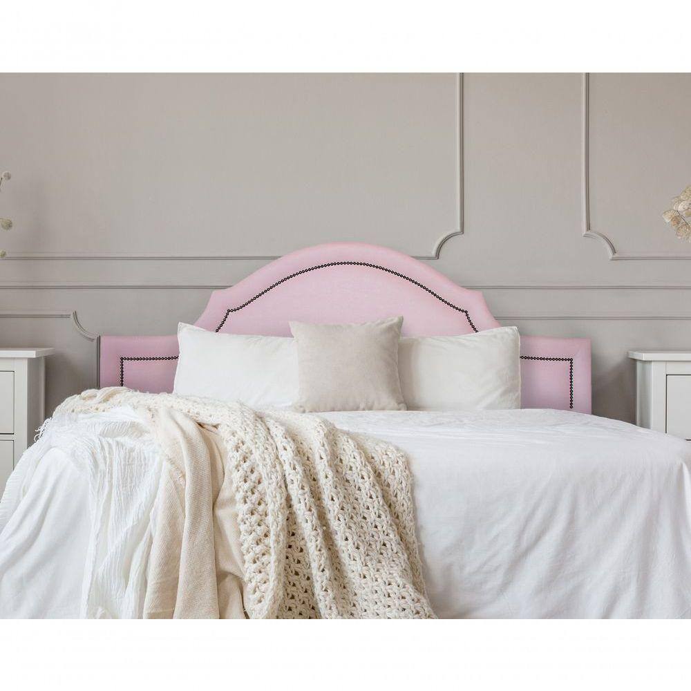 Cabeceira Casal Luxo 140X60 Rosa Tachas Fumê