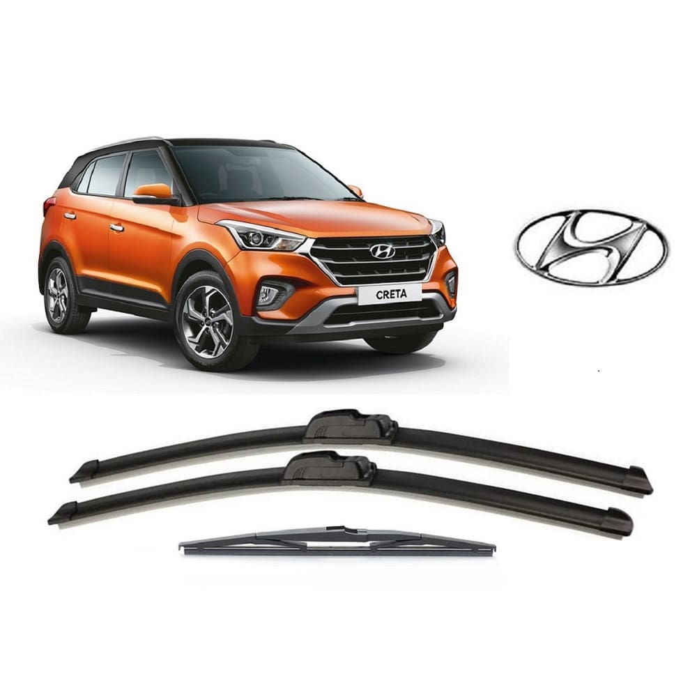 Kit 3 Palhetas Limpador De Parabrisa Dianteiro + Traseiro Hyundai Creta 2017 2018 2019 2020 2021 2022