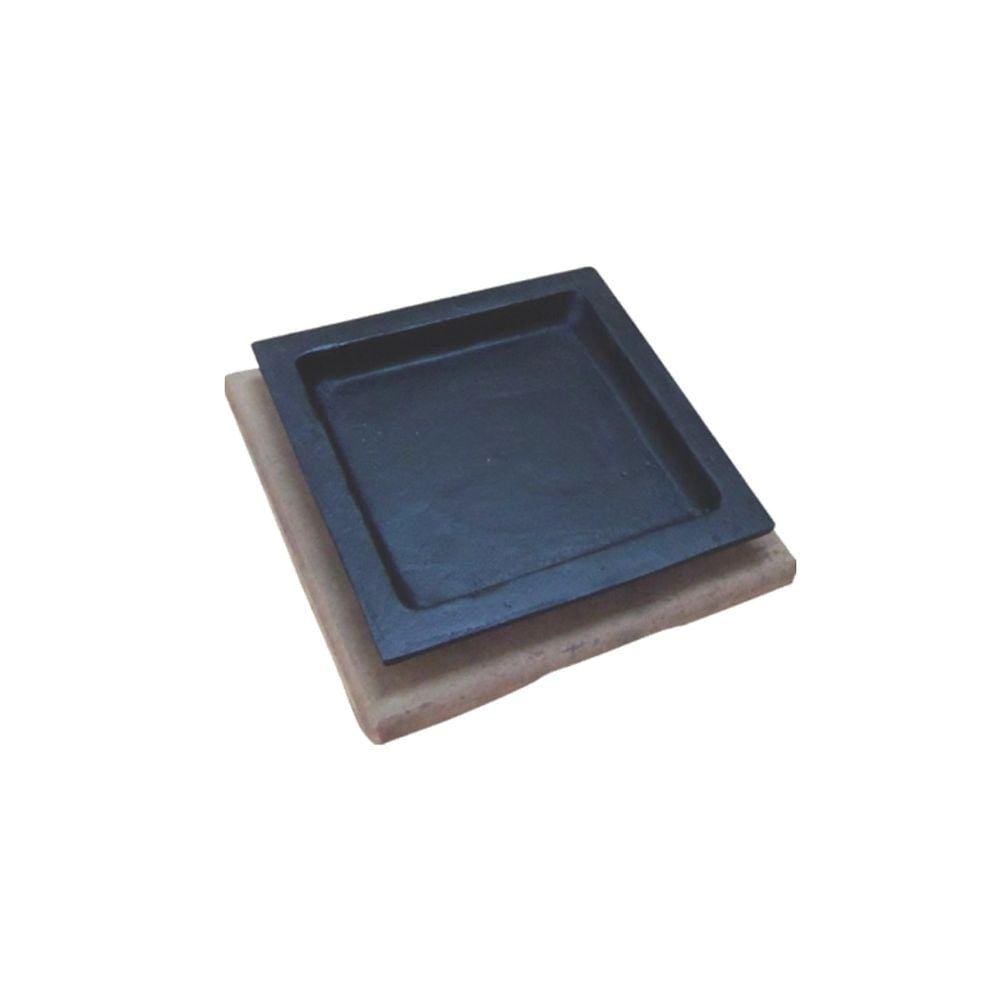 Tepan 16x16 Mini De Ferro Fundido Com Aparador De Madeira