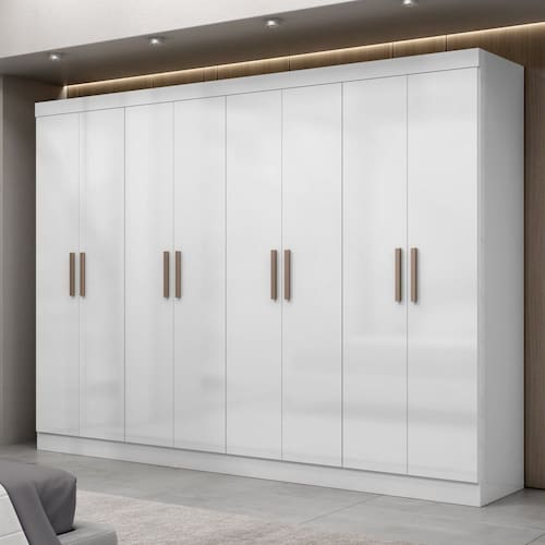 Guarda Roupa Casal 8 Portas 4 Gavetas Paris Espresso Móveis Branco Espresso Móveis - Branco