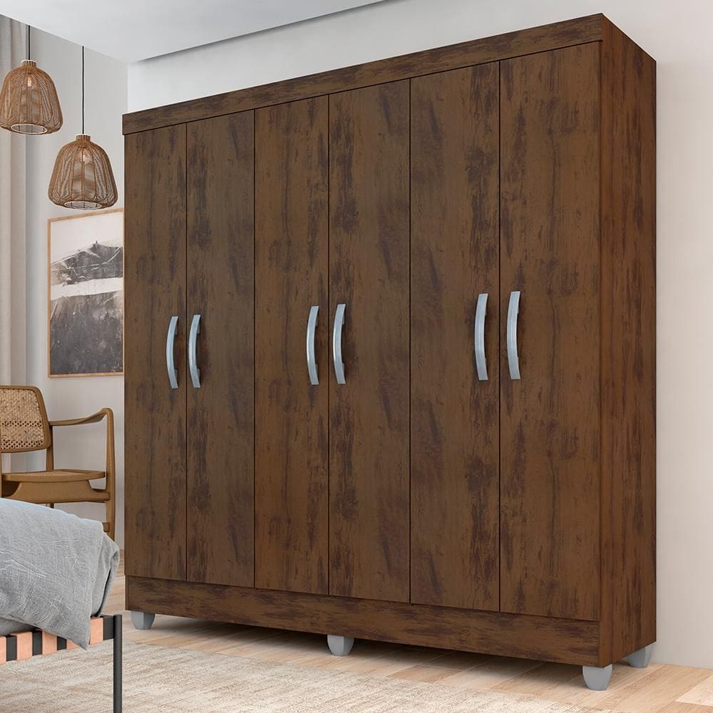 Guarda Roupa Casal Cancun Sem Gavetas 6 Pts Capucci - Móveis Arapongas