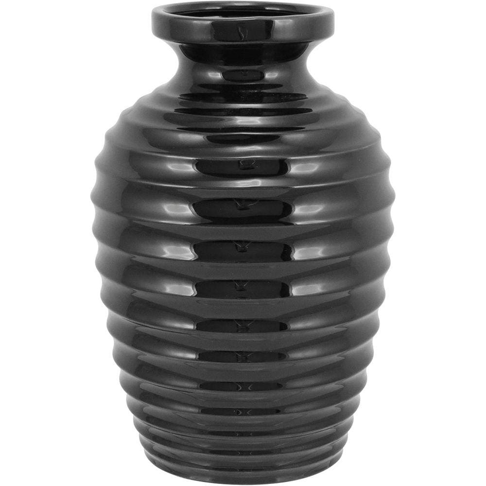 Vaso 29X19x19cm Cerâmica Preto