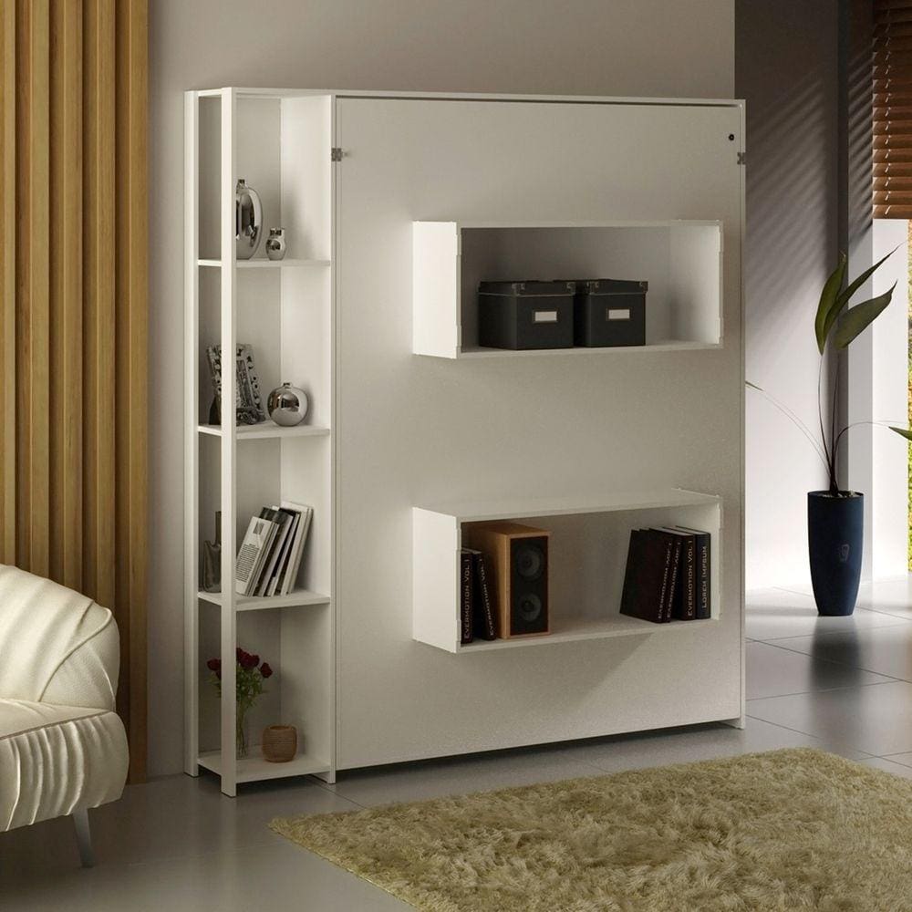 Cama De Casal Articulada 4 Prateleiras Tecnomobili Branca