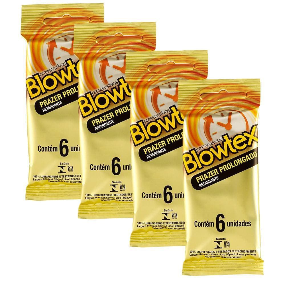 Kit 4 Pacotes Preservativo Blowtex Retardante C/ 6 Unidades Cada