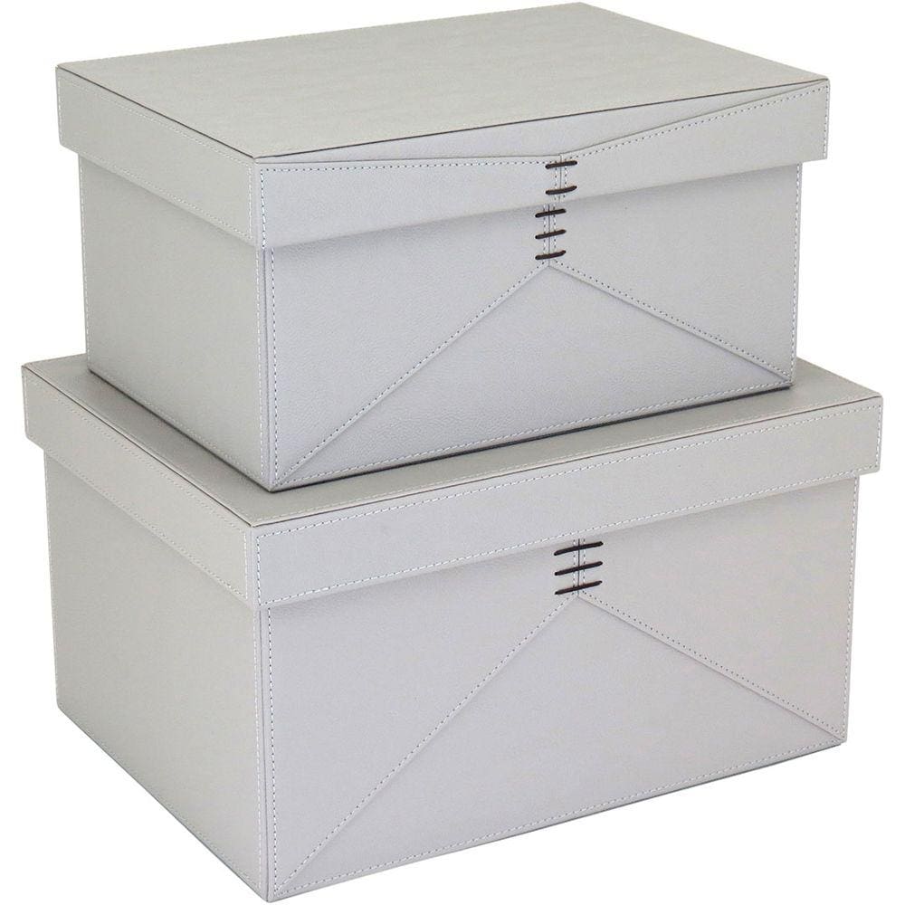 HOME&CO JUPTER CAIXA ORGANIZADORA SINTÉTICO CINZA 2PÇ
